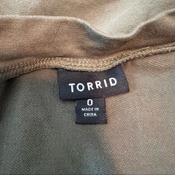 Torrid ruffled knit sweatshirt dress. Olive green. - Picture 5 of 13